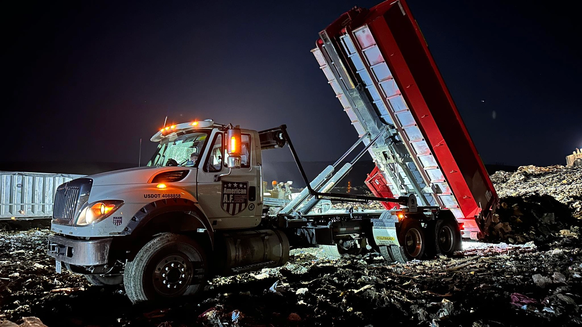 Dumping a dumpster at mccommas bluff landfill in Dallas